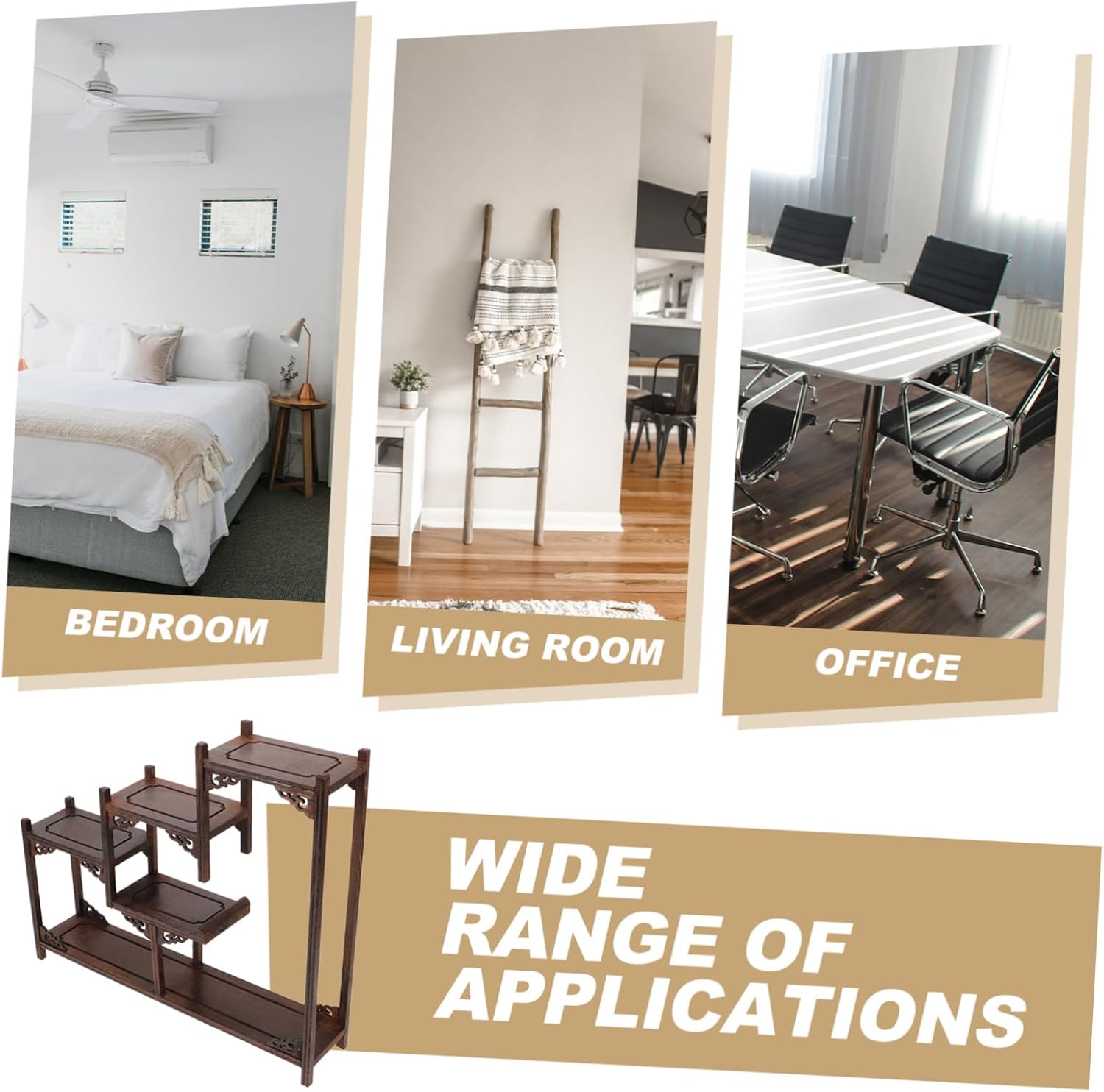 Ciieeo Wooden Antique Display Shelf Multi-purpose Plant Stand Tea Table Solid Wood Curiosities Holder for Home Decor Living Room Study Spaces