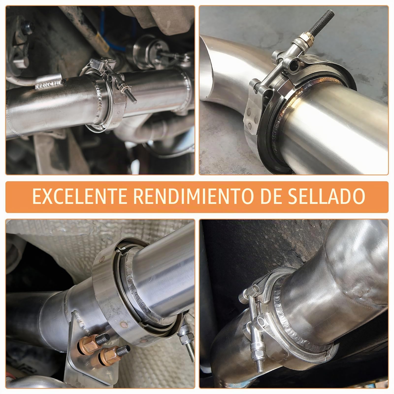 Abrazadera V-Band + Bridas Ø 63,5 mm (2,5 pulgadas) Kit completo en Acero Inoxidable 304 Abrazadera de cierre rápido para escape y turbo con anillos de centrado y abrazadera para tubo de turbo