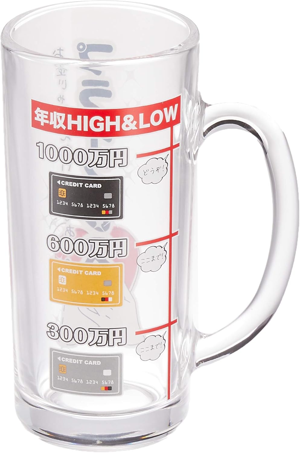 Sunart SAN2494 Funny Tableware, Annual Revenue Scale, Approx. 11.2 fl oz (330 cc), Beer Mug, Funny Stein Glass, Drinking Lover Present, Men, Women, Dad, Birthday Gift, Father's Day Gift, Retirement