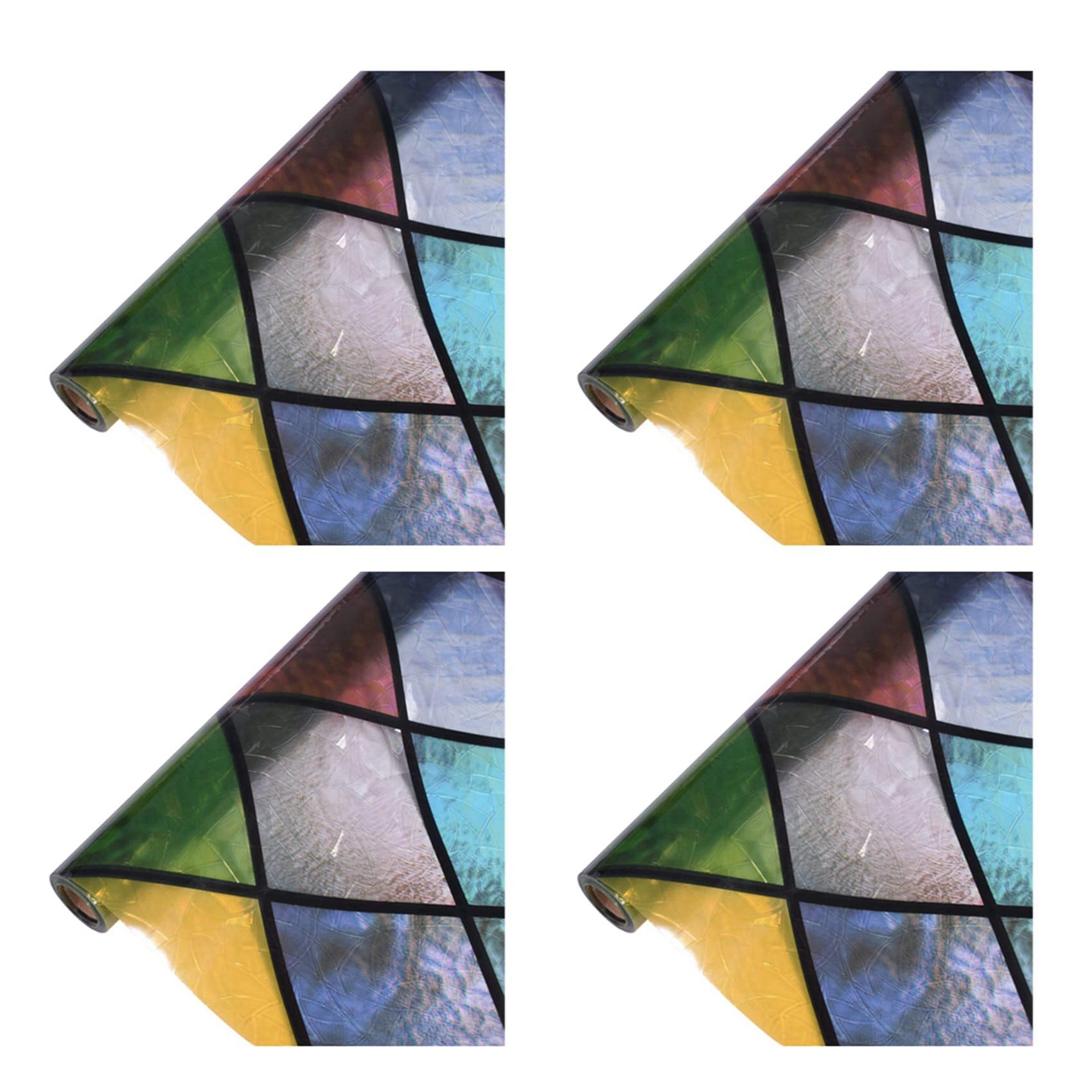 Vjsujehgy 4X Privacy Window Film, Stained Glass Rainbow Window Tint, Glue Free 3D Decorative Window Stickers for Home, 60cm