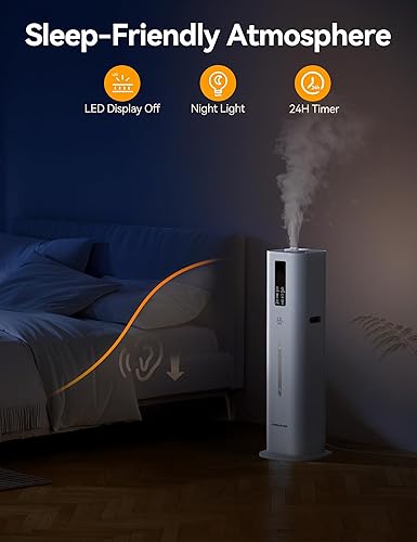 Miniatura 5 de VAGKRI Humidificadores de 12 litros para habitaciones grandes, duran 120 horas, cubren hasta 1000 pies cuadrados, humidificador ultrasónico de