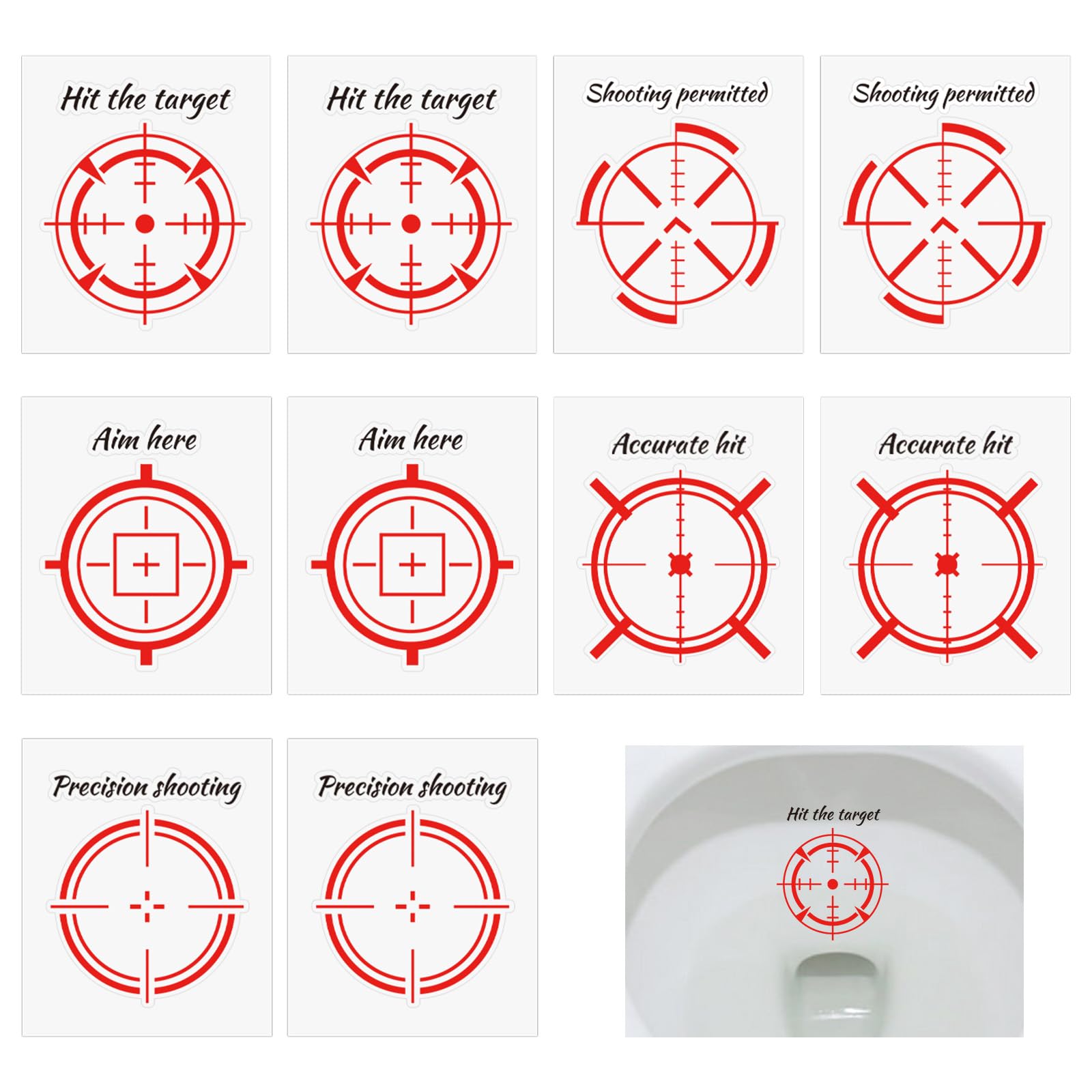 10pcs Toilet Stickers Waterproof Durable Potty Training Stickers Toilet Bowl Aiming for Boys Bathroom Urinal Restroom