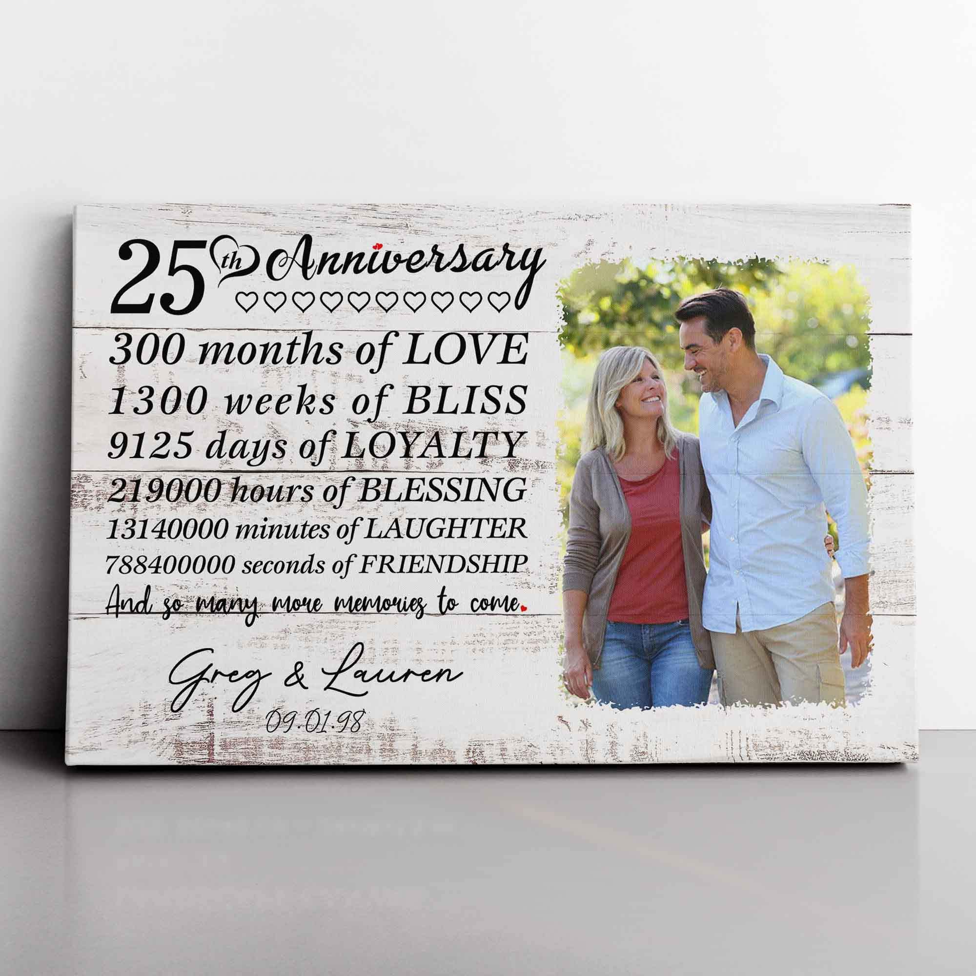 My Soul & Spirit Personalized 25 Year Anniversary Picture Frame Canvas Gift | 25th weddin…