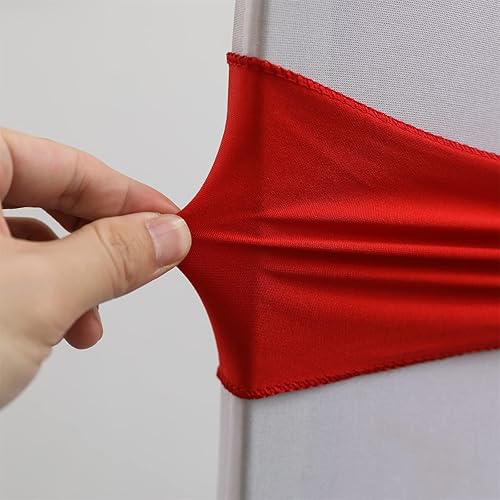 Miniatura 3 de Bandas elásticas de elastano para silla, 30 unidades, lazos con hebilla deslizante, decoración de bodas, fiestas, recepciones, banquetes (rojo)