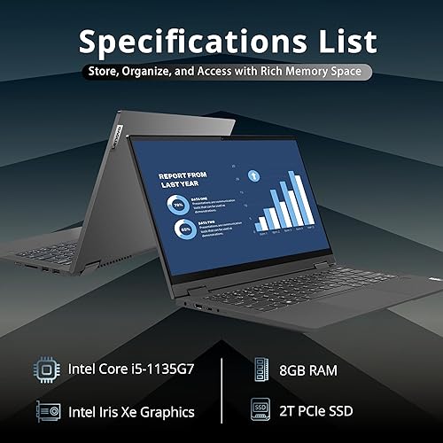 Miniatura 2 de Lenovo IdeaPad Flex 5 - Laptop con pantalla táctil FHD de 15.6 pulgadas, Intel Core i5 1135G7, 8 GB de RAM, SSD de 512 GB, Intel Iris Xe, teclado