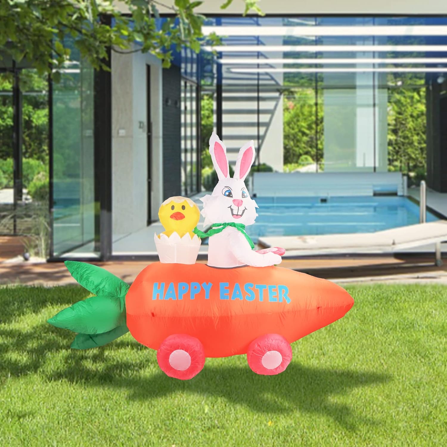 MUMTOP 6FT Easter Inflatables, Blow Up Easter Bunny with Giant Carrot and Chick, Easter Inflatables Outdoor Decorations with LED Light, Inflatable Outdoor Holiday Yard Decorations : Patio, Lawn & Garden