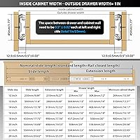 Vista 2 de YENUO Diapositivas de cajón de cierre suave, montaje lateral de extensión completa de 12, 14, 16, 18, 20, 22, 24 pulgadas, rodamientos de bolas