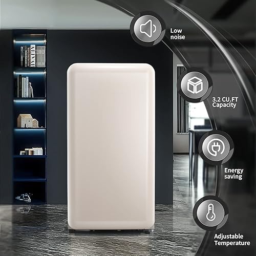 Miniatura 4 de Crzoe Mini nevera con congelador con 32 pies cúbicos estantes de vidrio extraíbles ajustables ahorro de energía refrigerador compacto para tienda