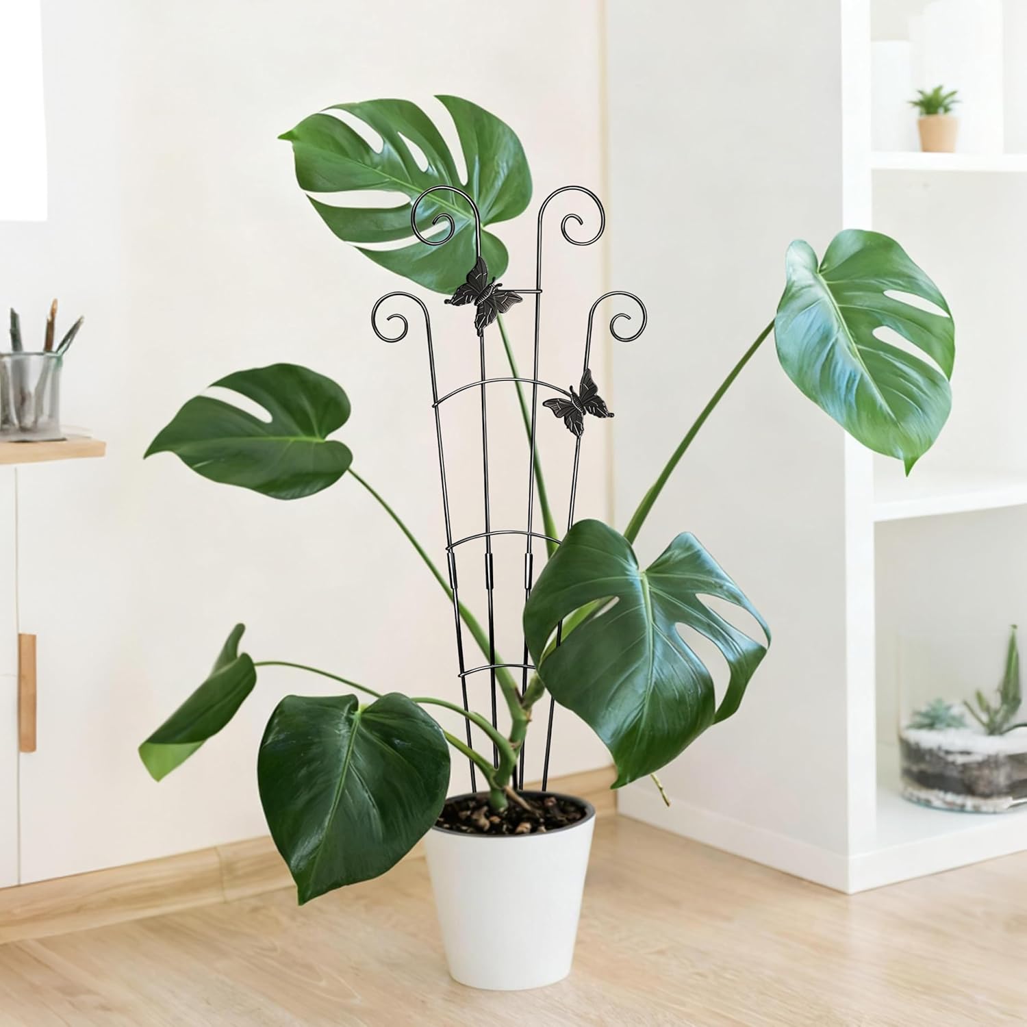 30'' Larger Plant Trellis Indoor, Expandable Metal Trellis for Climbing Plants Indoor, House Plant Climbing Support for Monstera Hoya Pothos, 4P