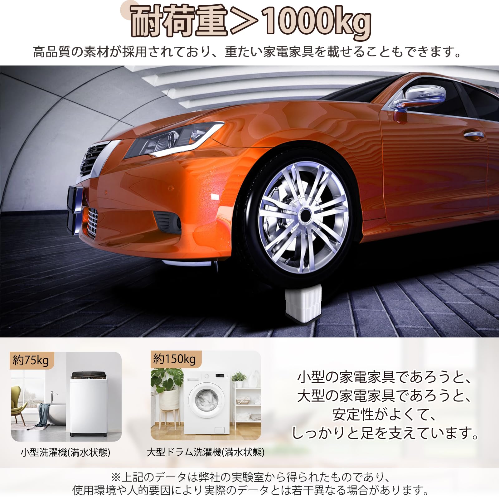 Amazon.co.jp: Umelee 洗濯機かさ上げ台 7cm高さ調整 6.4cm足対応 高さ