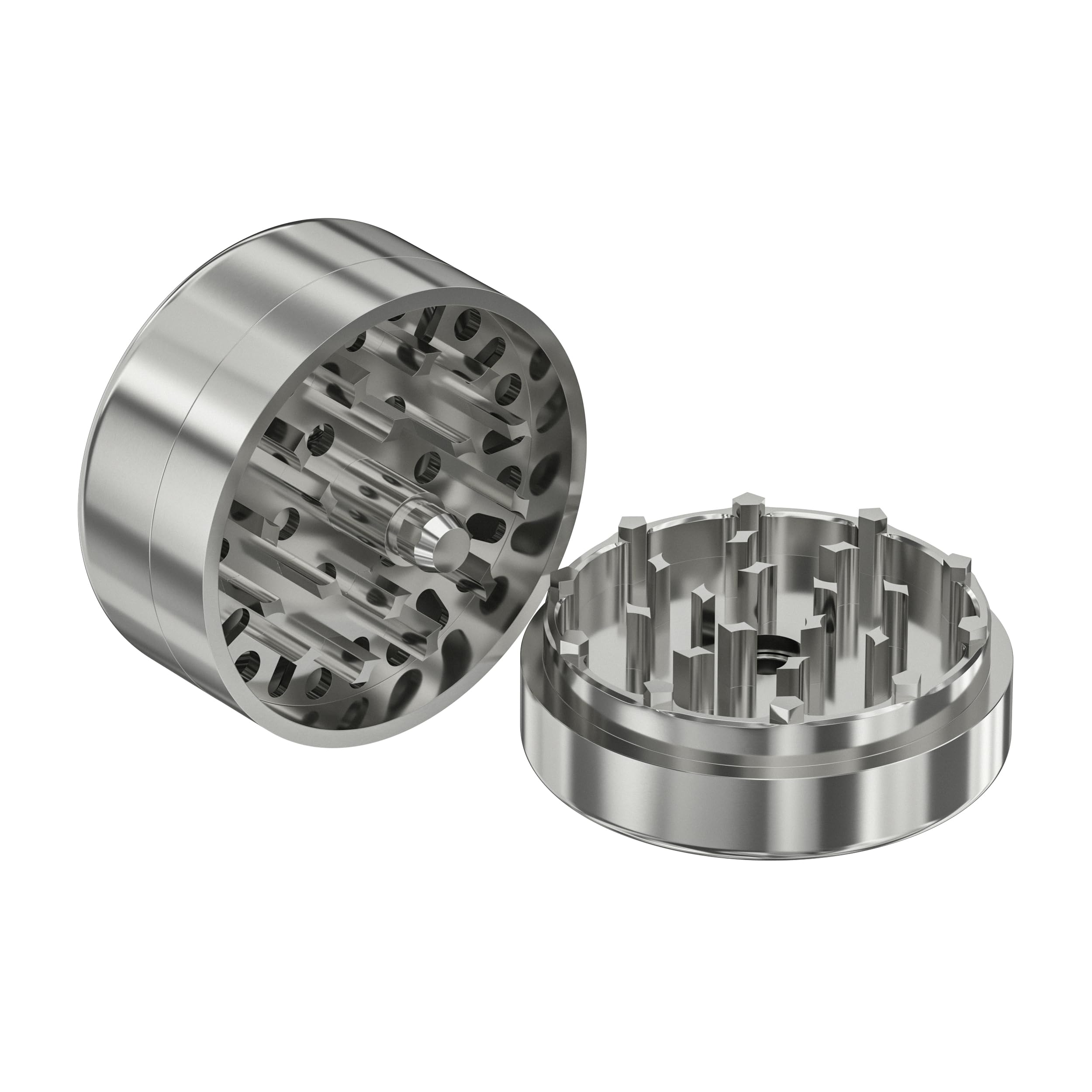 Grinder in acciaio inox 62 mm – Grinder di precisione Premium con cuscinetto a sfera, chiusura magnetica, antiruggine, durevole, macina erbe e spezie con spazzola, raschietto e scatola