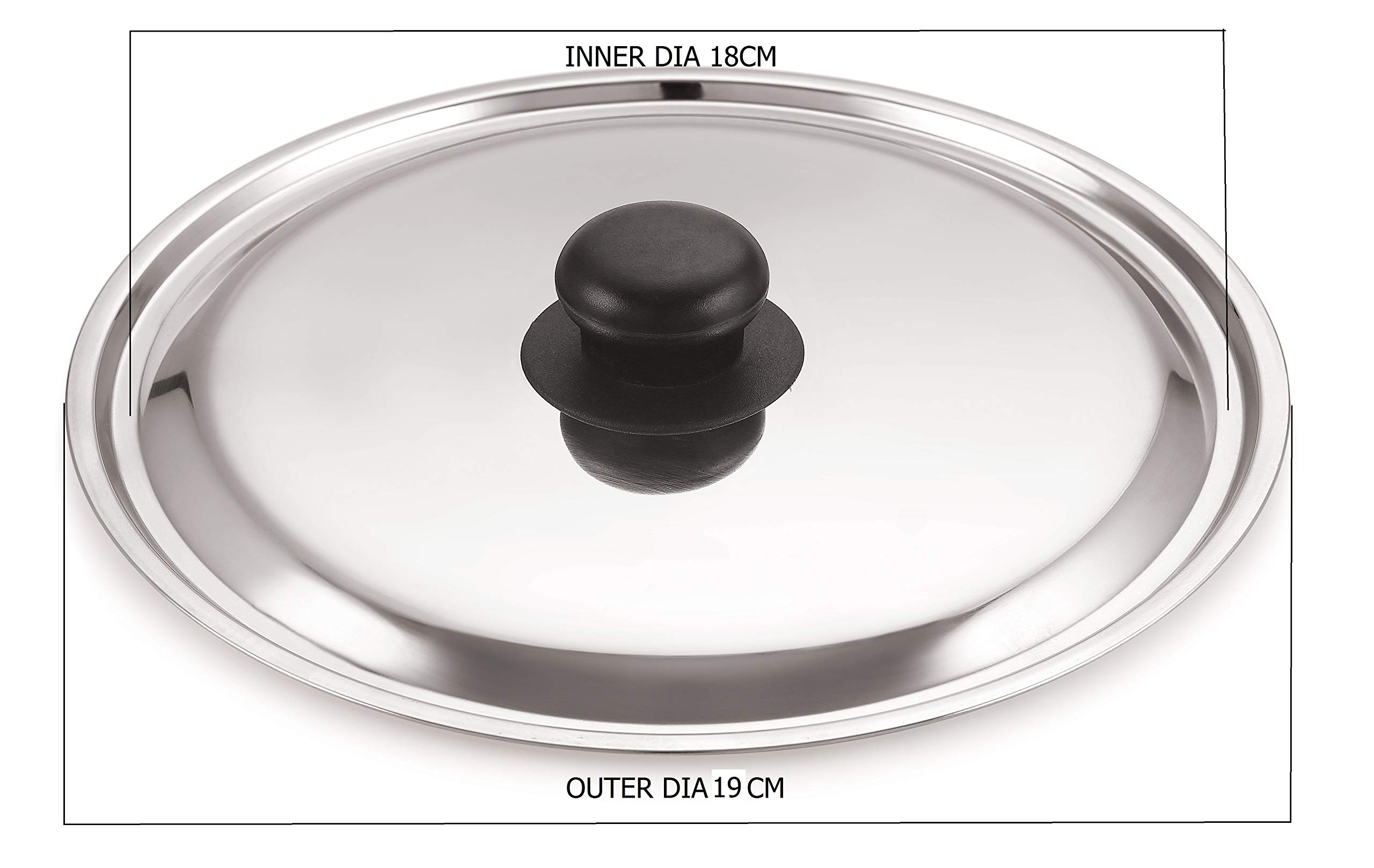 Chef Direct Stainless steel Dome Lid - Silver 18cm 2