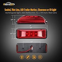 Vista 6 de Partsam 10 luces LED de 3.9 pulgadas, impermeables, color rojo, 3 LED, para remolque, camión, barco, DC12 V, luz LED facetada de línea fina