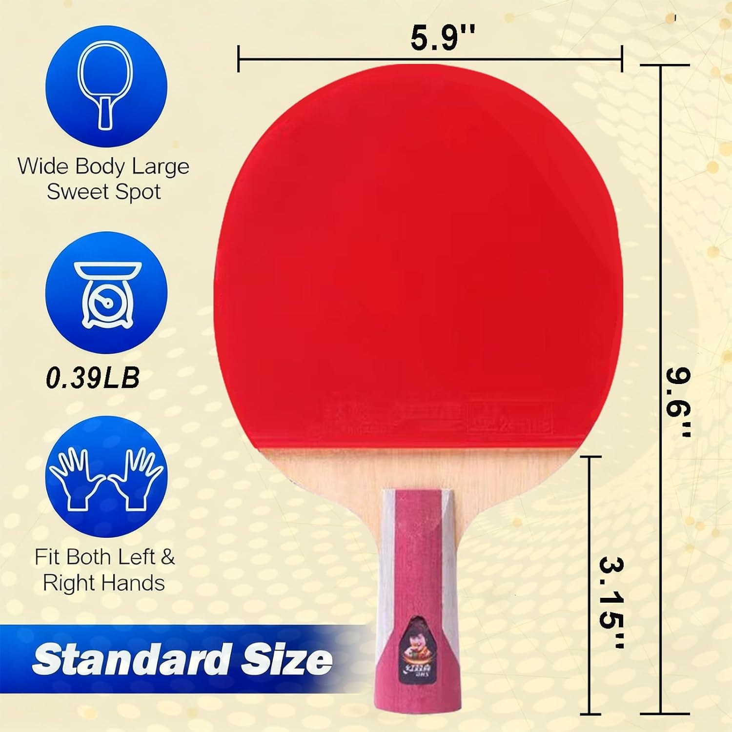 DHS Ping Pong Paddle - Professional & Advanced Table Tennis Racket with High-Speed & High-Spin Rubber, Pre-Assembled Ready to Play Blade for Tournament & Training