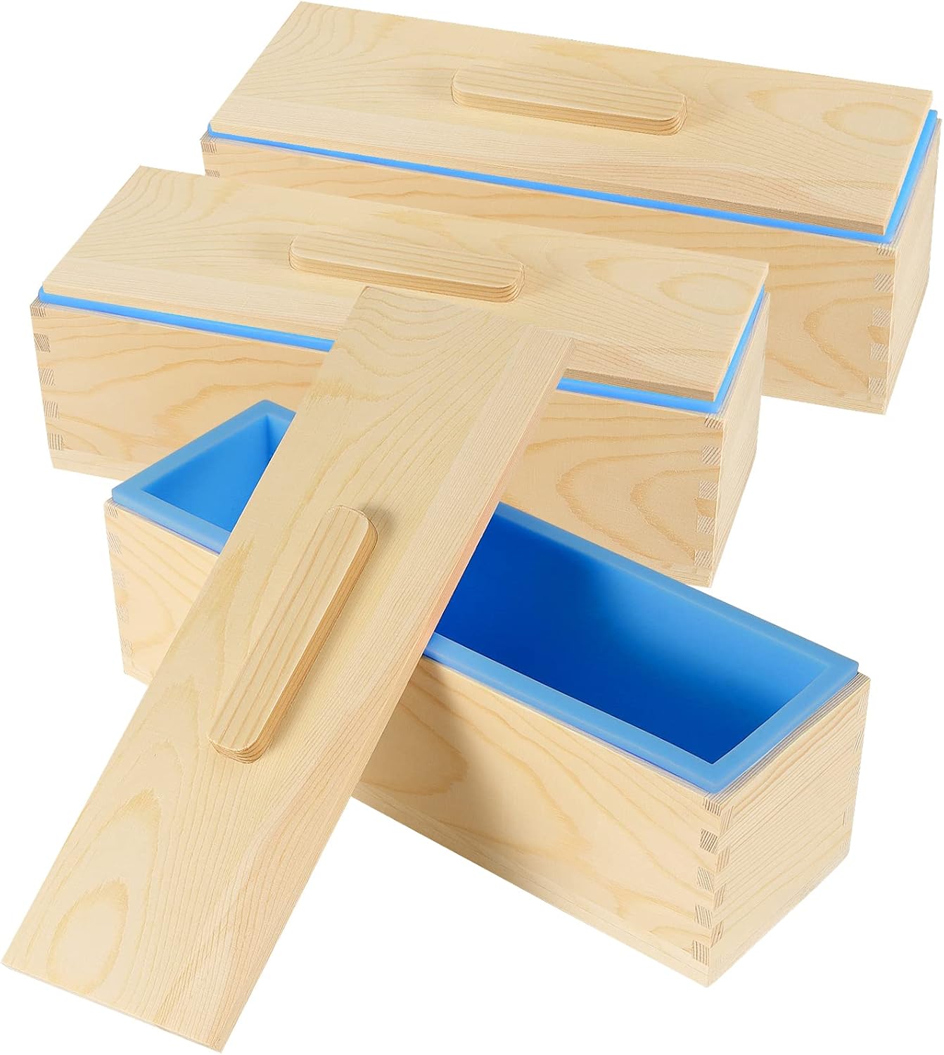 MAHIONG 3PCS 47oz Blue Silicone Soap Molds Kit, Rectangular