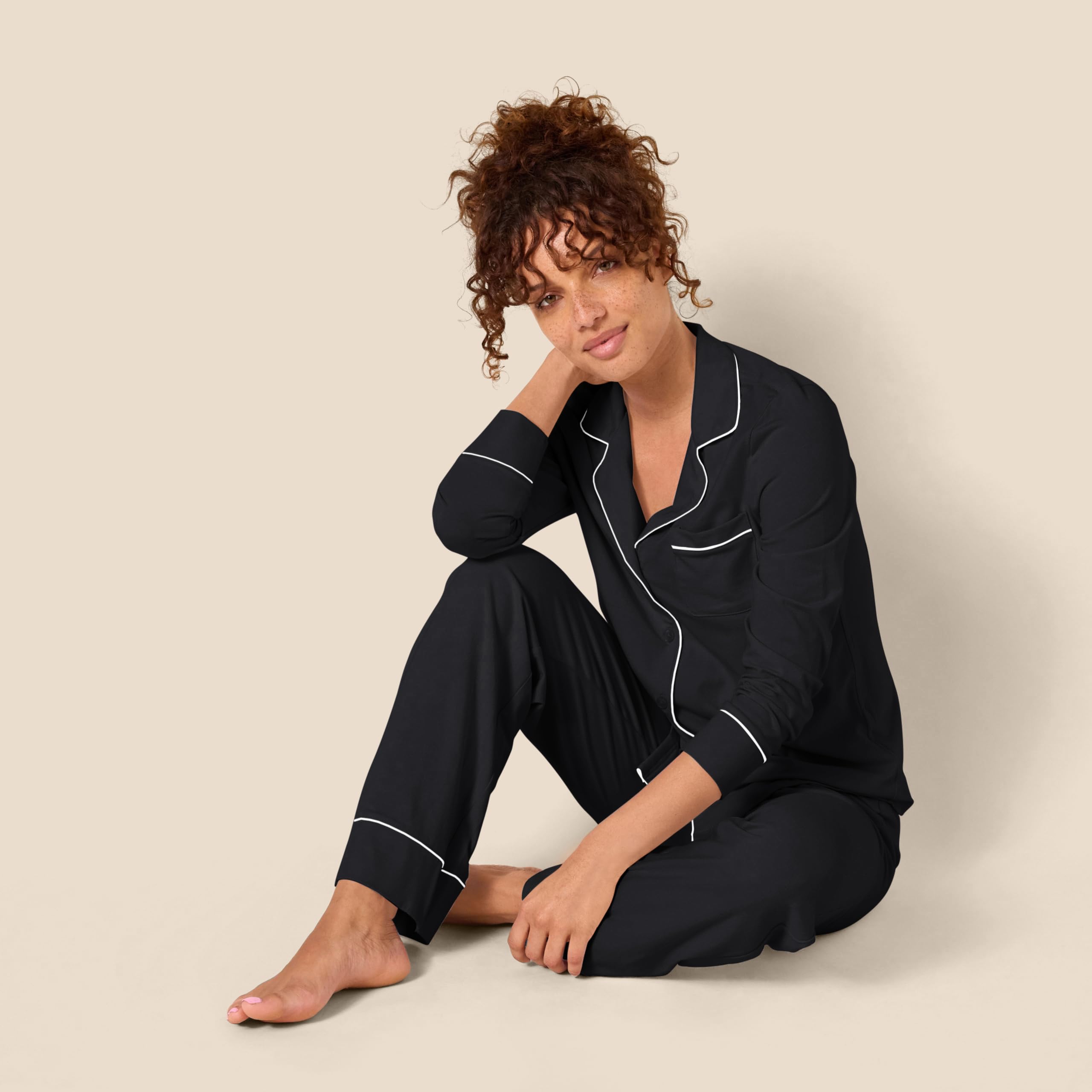 Amazon Essentials Camicia a Maniche Lunghe in Modal di Cotone e Pigiama a Tutta Lunghezza Donna