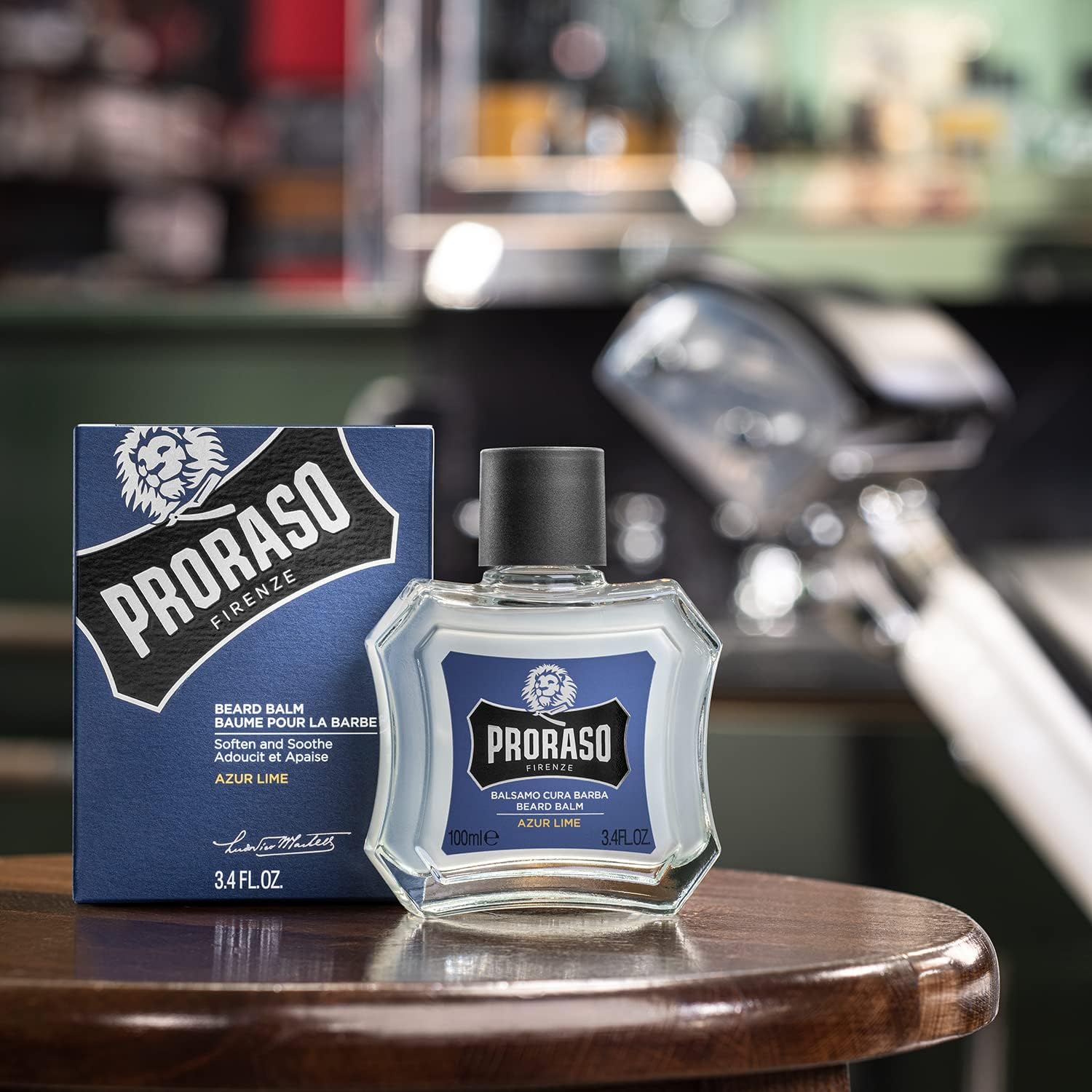 Proraso Bálsamo barba, Azur Lime, 100 ml, bálsamo barba hombre suavizante anti irritaciones, bálsamo para cuidado facial hombre con aroma amaderado