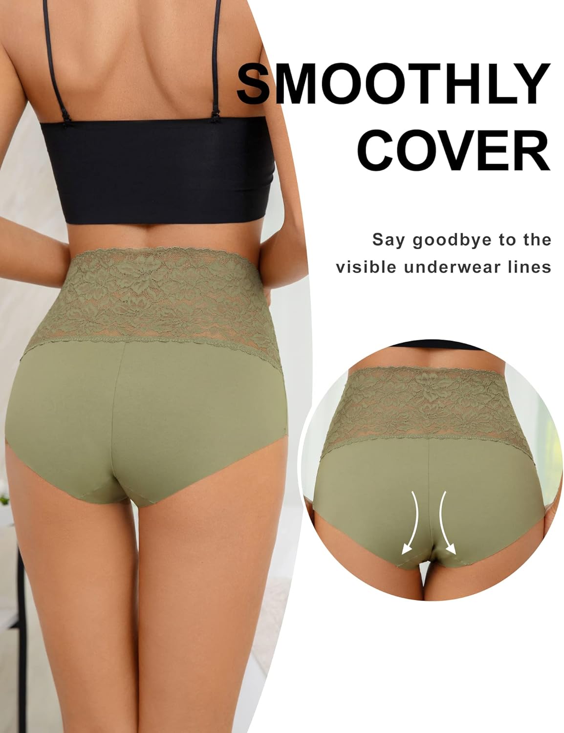 SHARICCA High Waist Lace Underwear for Women Seamless Sexy Panties