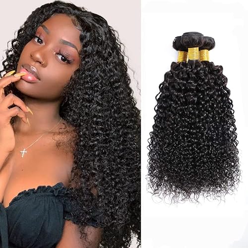 Jinhongze Kinky Curly Virgin Brazilian Hair Bundles 10 12 14 Inch