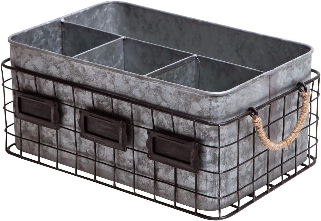 Elegant Home Galvanized Flatware Caddy Organizer for