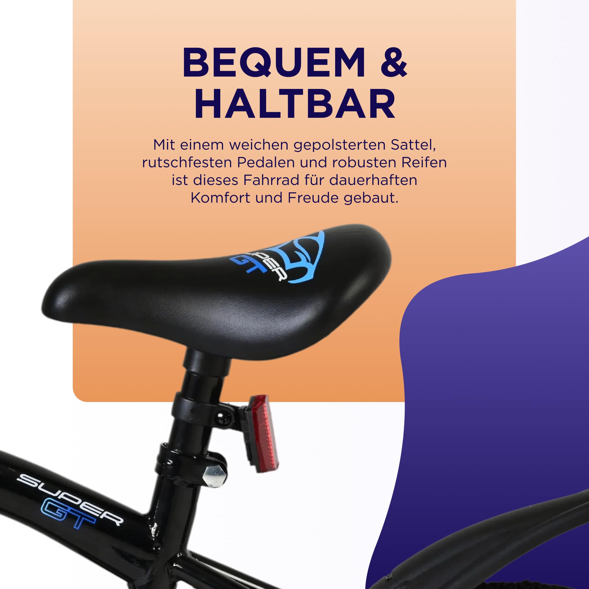 Volare Super GT Kinderfahrrad blau 14 Zoll | 3,5–5 Jahre | 2 Handbremsen, Stützräder, Kettenschutz, Reflektoren | Verstellbarer Sattel | Geschenk für Jungen & Mädchen