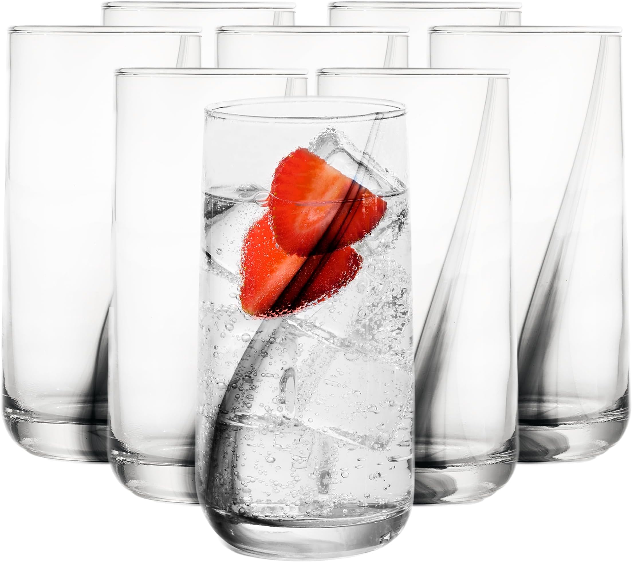 Libbey Ascent Black Ribbon Cooler Glasses, 16 ounce, Set of 8