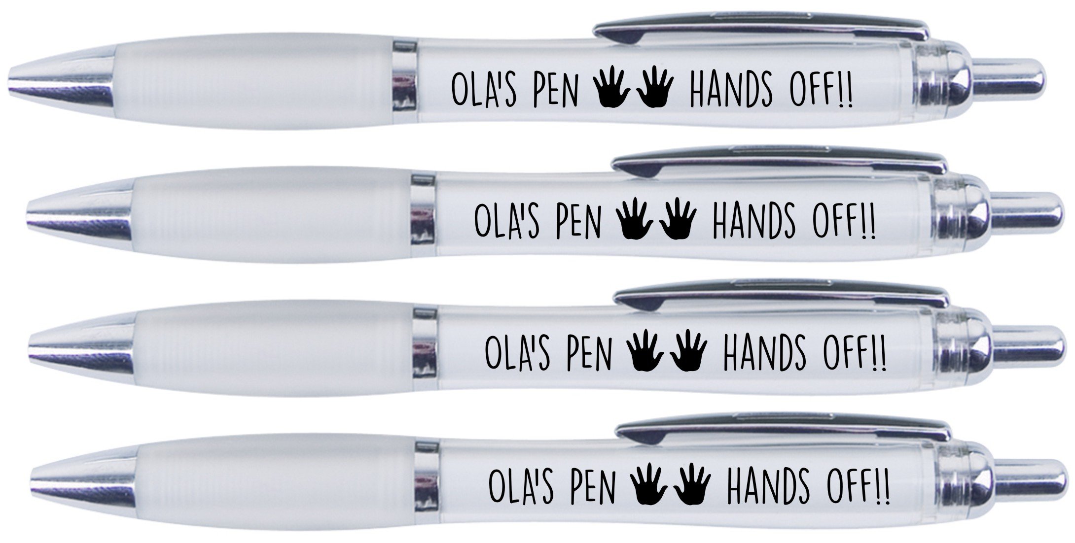 Printedproducts Black Ola's Pen Hands Off!!, 4 Printed Pens For Ola