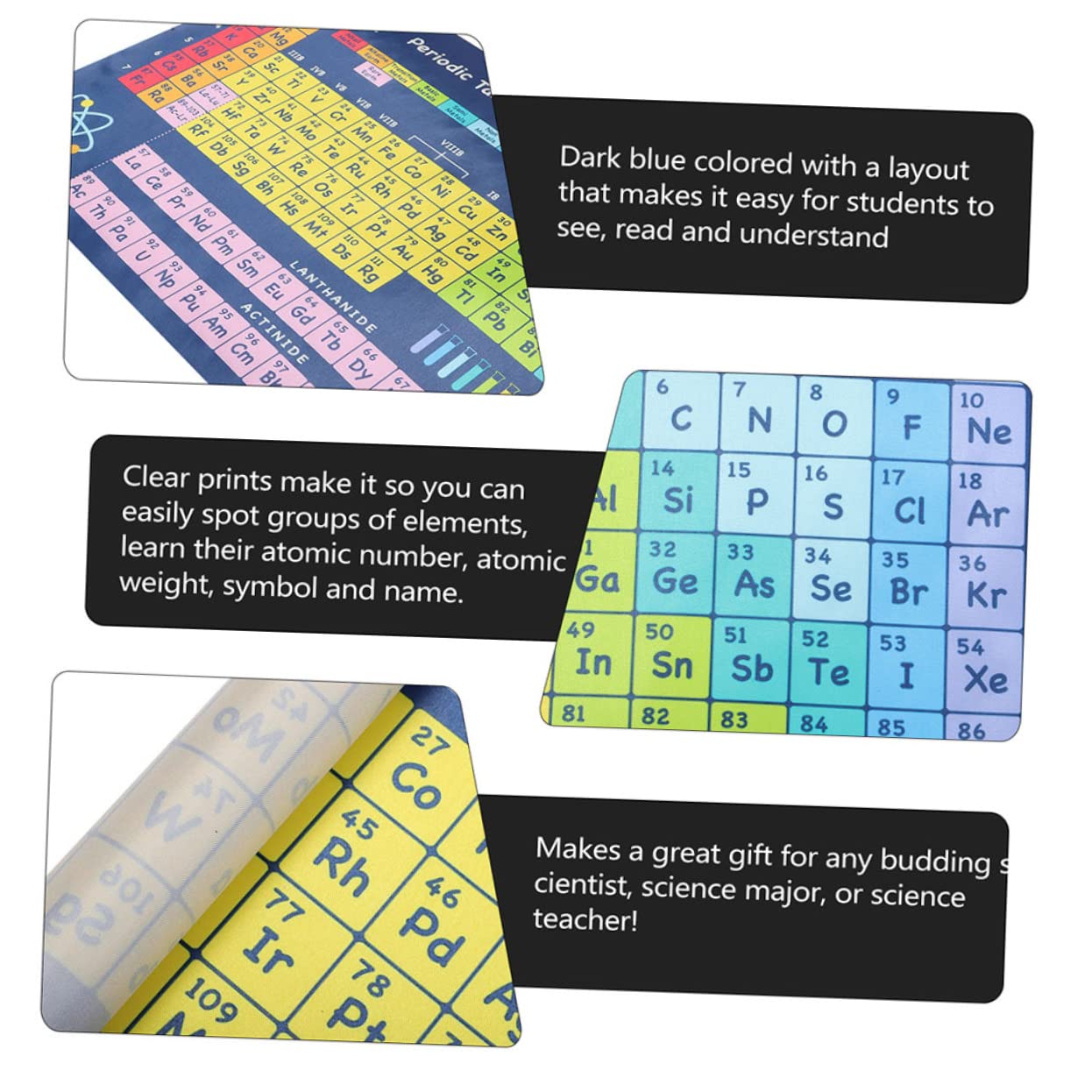 Ciieeo Lot De 4 Affiches De Tableau Chimique Pour Salle De Classe Pendentifs Déléments Dapprentissage Mise En Page Lumineuse 2 Pièces X 4