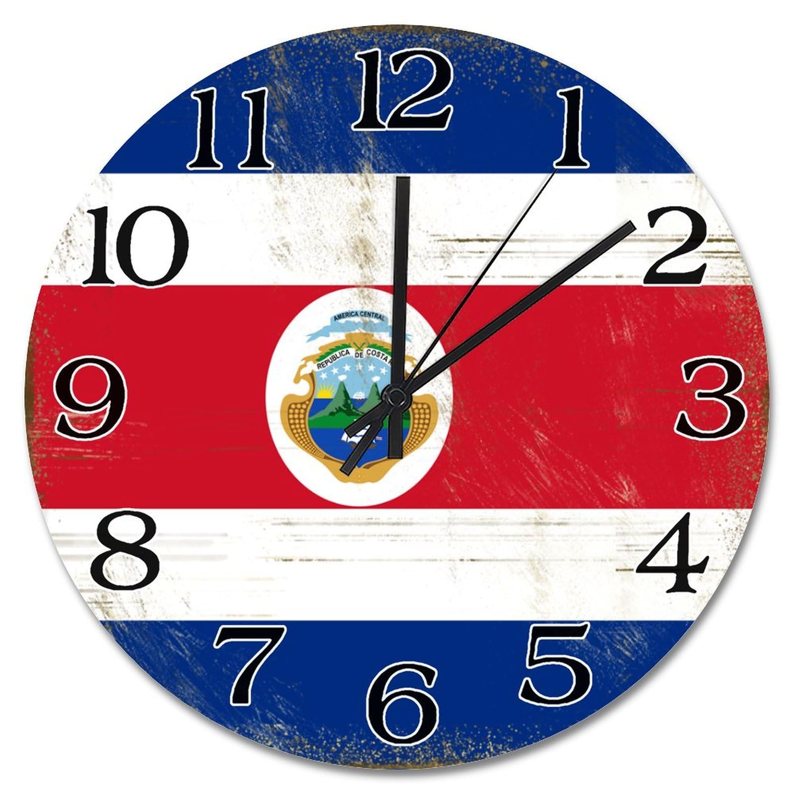 Horloge murale Costa Rica de 25,4 cm silencieuse pour salon