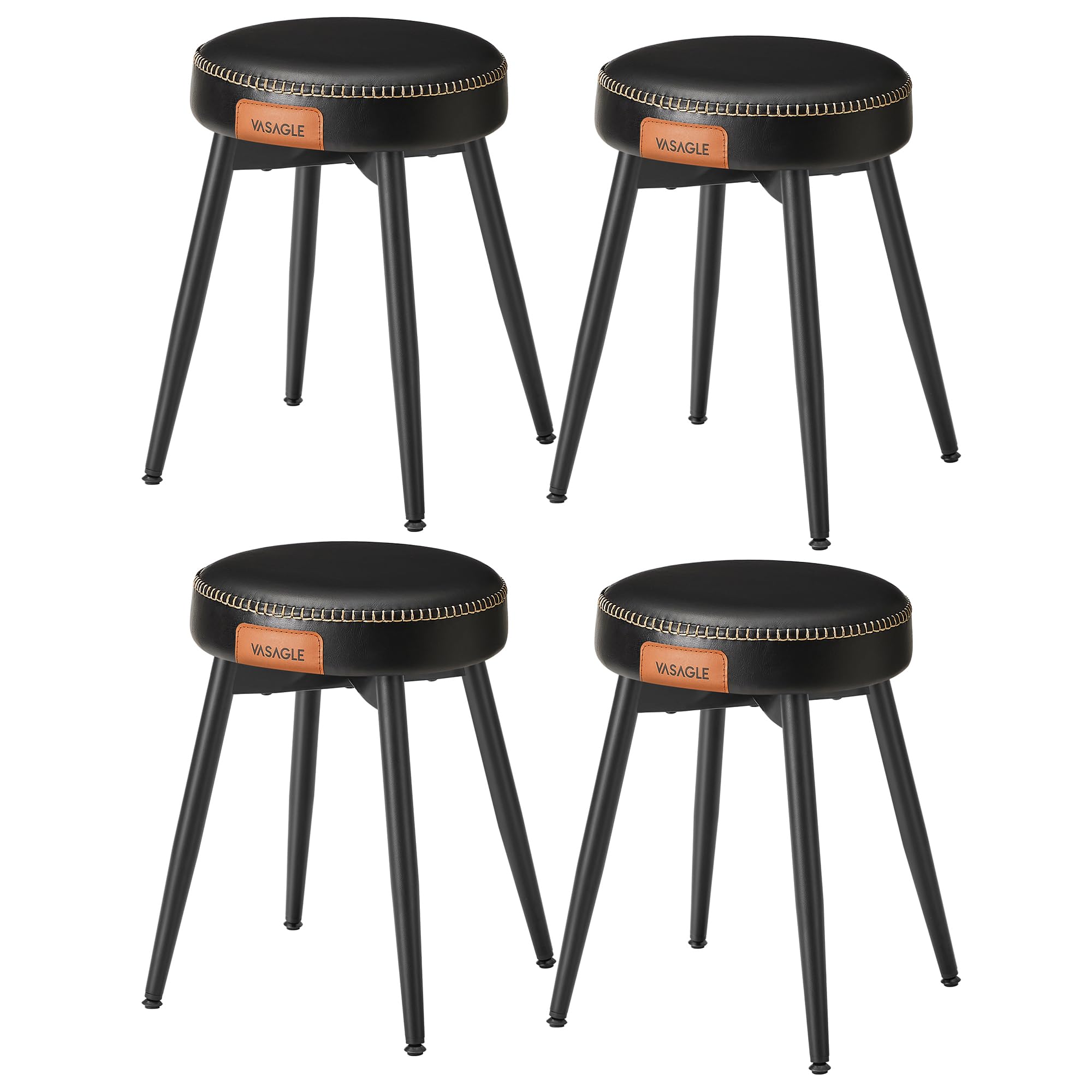 VASAGLE EKHO Kollektion - Esszimmerstühle, 4er Set, Küchenstühle, Kunstleder, Mid-Century-Modern-Stil, 48,2 cm hoch, einfacher Aufbau, Schlafzimmer, tintenschwarz LDC171S03