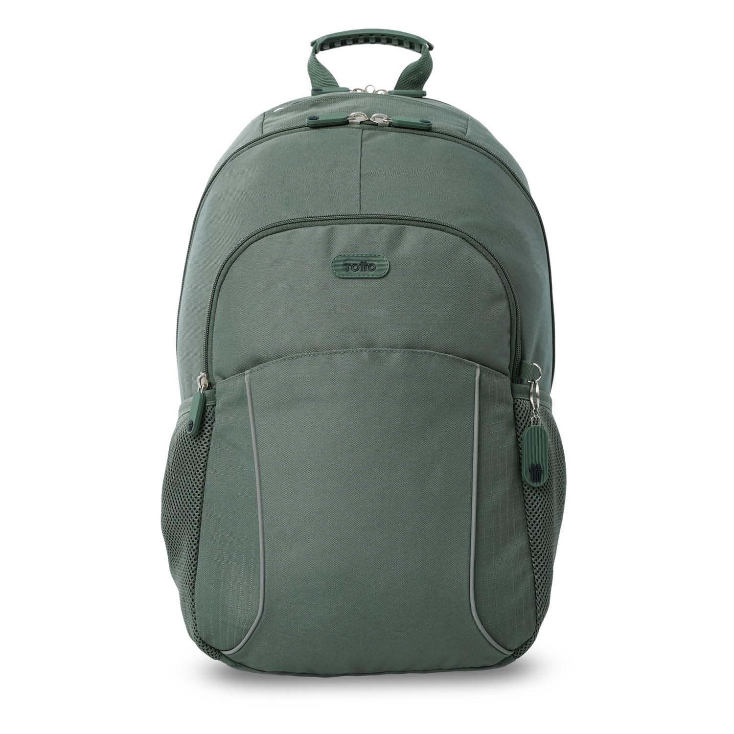 TOTTO - Mochila para Ordenador Portátil de 15,4 Pulgadas, Modelo Cambri 2.0, Compartimento Tablet 10", Bolsillo Botella, Argollas para Candado, Espaldar Ergonómico, Color Dark Forest/Salute