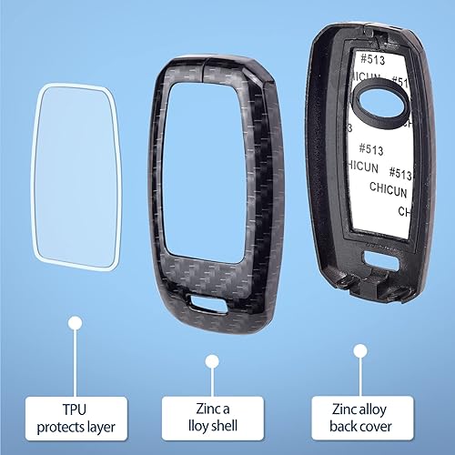 Miniatura 4 de SK CUSTOM Funda inteligente de aleación de zinc con patrón de fibra de carbono compatible con Kia Forte Koup Optima Rio Sedona Sorento Soul EV