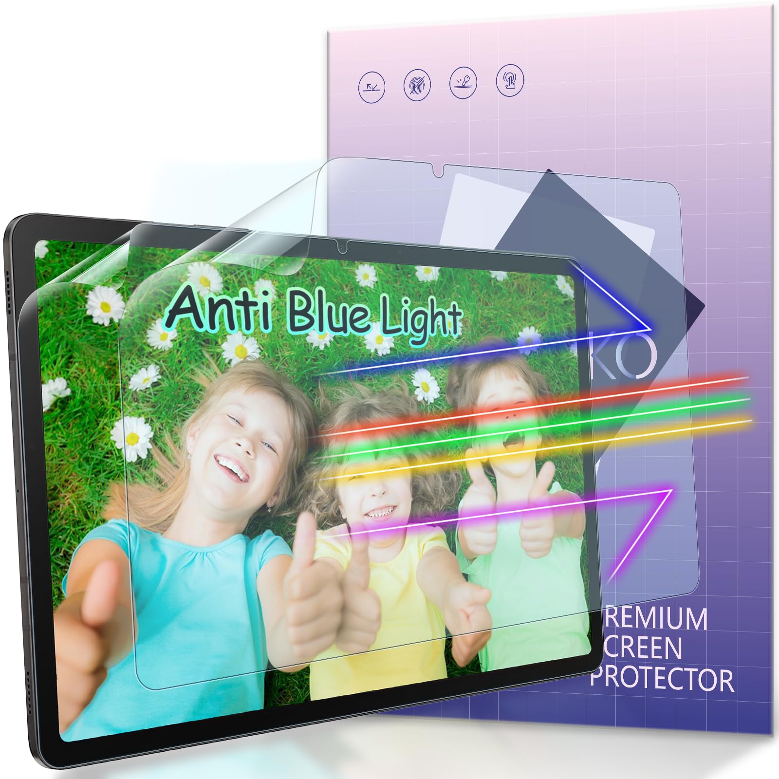 IPROKKO 2 Pack Anti Blue Light Screen Protector for Samsung Galaxy Tab S11/S10 Lite/S10 FE/S9 FE/S9/S8/S7(11 Inch/10.9in), Matte Anti Glare Harmful Light Filter Eye Protection Cover, Bubble Free Easy Install