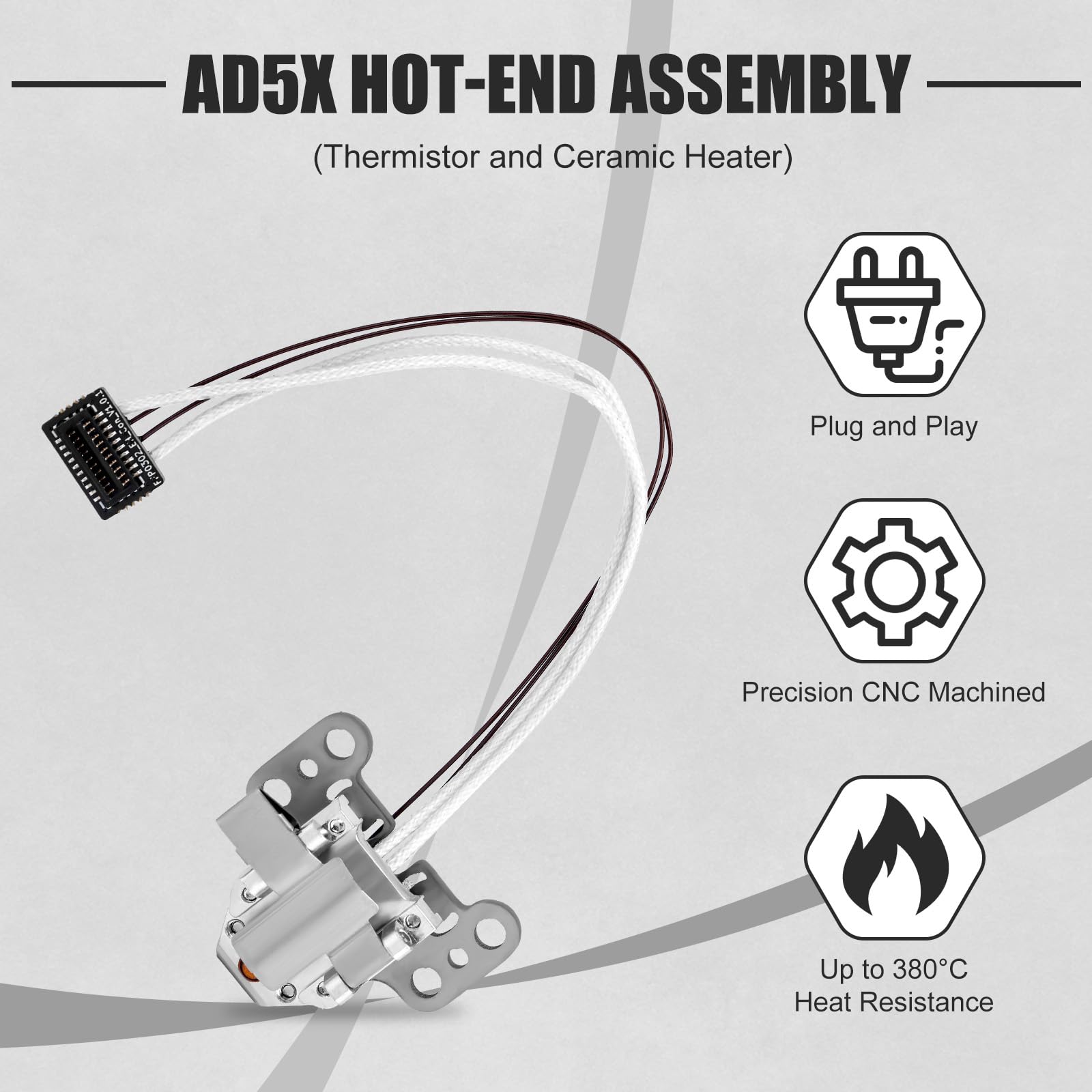Kit Assemblaggio Riscaldamento Hotend per Flashforge AD5X, Sostituzione Completa con Riscaldatore Ceramico Sensore Termistore Clip Metallica & 4 Viti per AD5X 3D Stampante Estrusore Accessori
