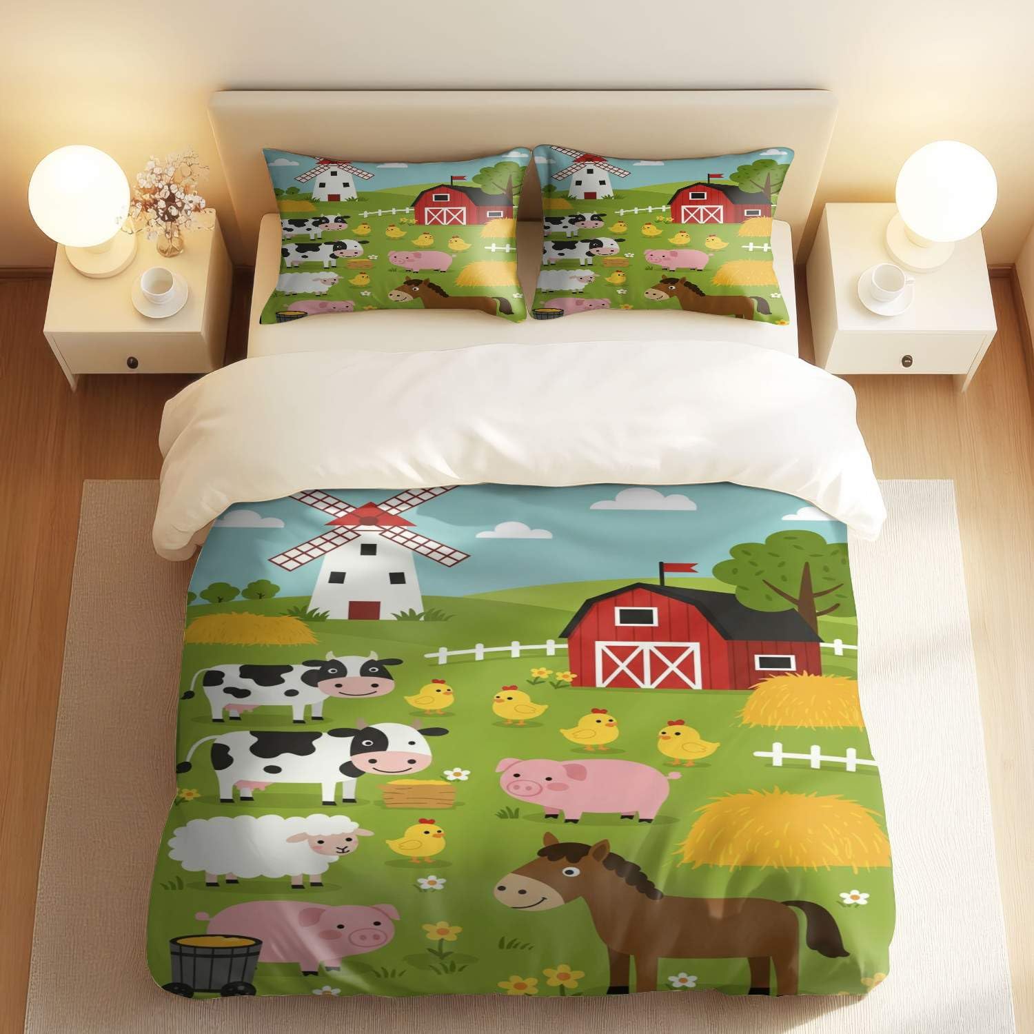 Housse de couette paradis des animaux pour chambre d'enfant pastorale