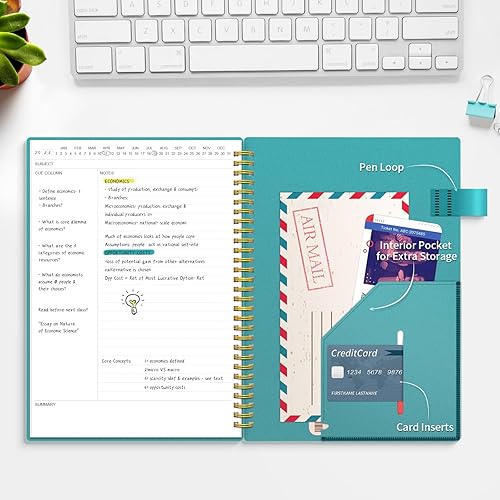 Miniatura 4 de Regolden-Book Cuaderno de Notas Cornell, Sistema de Toma de Notas de Estudio, Cuadernos Espirales, Cuaderno Universitario con Rayas por Materias,