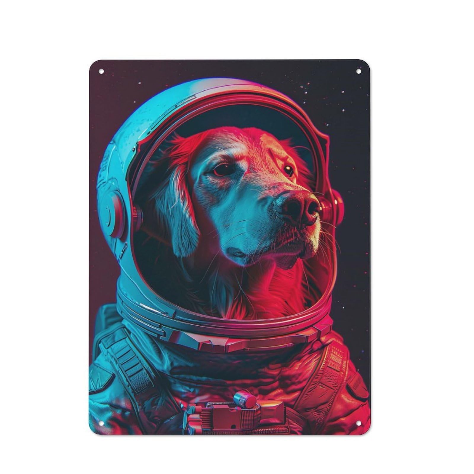 Junmoney Style-5 Retro Metal Wall Sign 40X30cm With Dog Astronaut For Bar Or Restaurant, Autumn Wall Decor For Restaurant Interior Fans