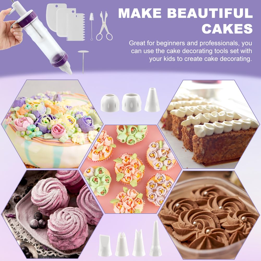 Dessert-Spritzen-Set, Zuckerguss-Spender, Cupcake-Einspritzdüse, 7 Spritztüllen, 3 Sahneschaber, Sahnespritze, Spritztüllen-Set für Kuchen, Kekse, Dekoration, 14 Stück