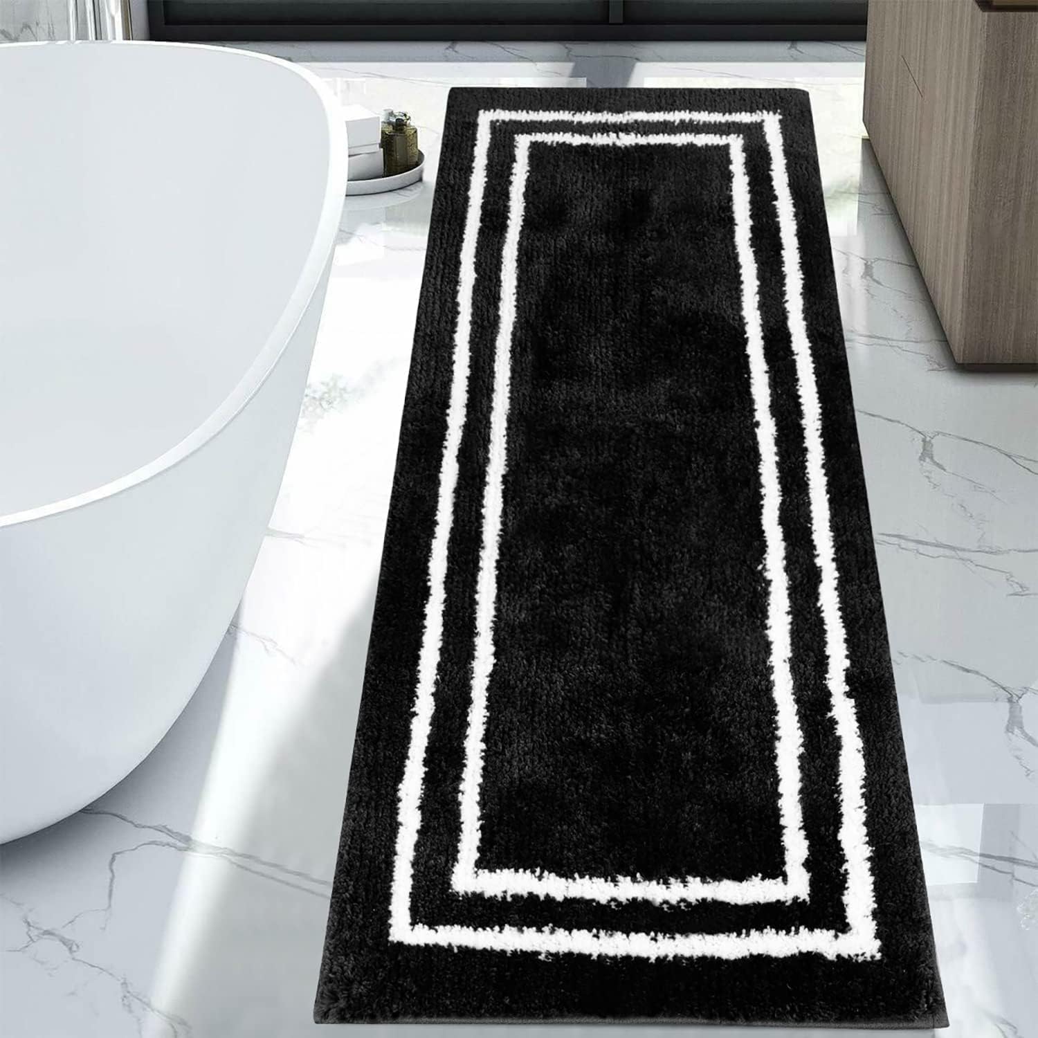 Amazon.com: Uphome Black Bathroom Runner Rug, 24x71 Modern Large ...