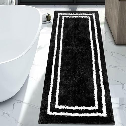 Uphome Alfombra de baño, absorbente de agua, extra larga, antideslizante, color gris claro, tapete de baño de microfibra suave, lavable a máquina,