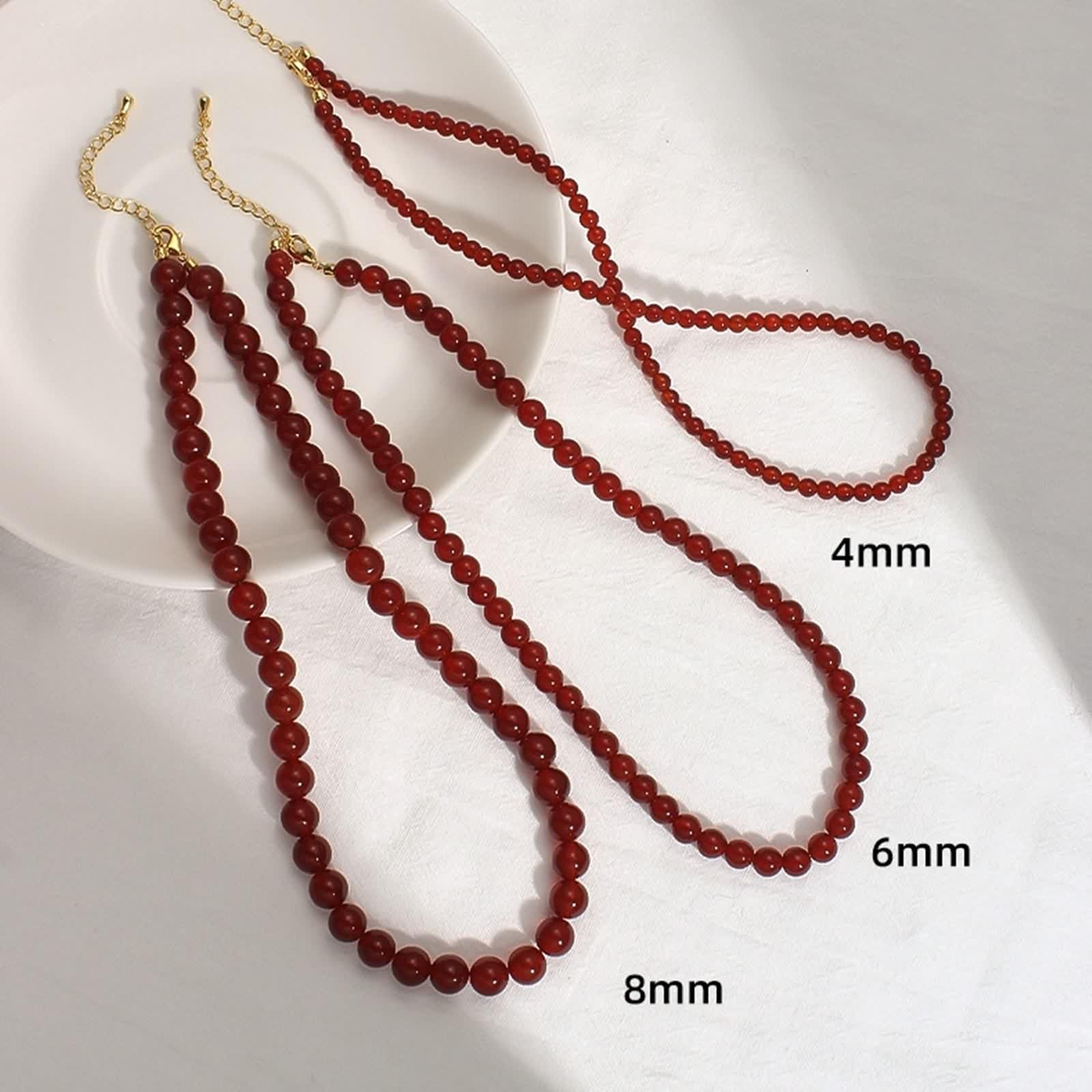 Collana Placcato Oro Donna, Collana Lunga Moda Oro Rosso Agata Agata Elegante Moda per Compleanno