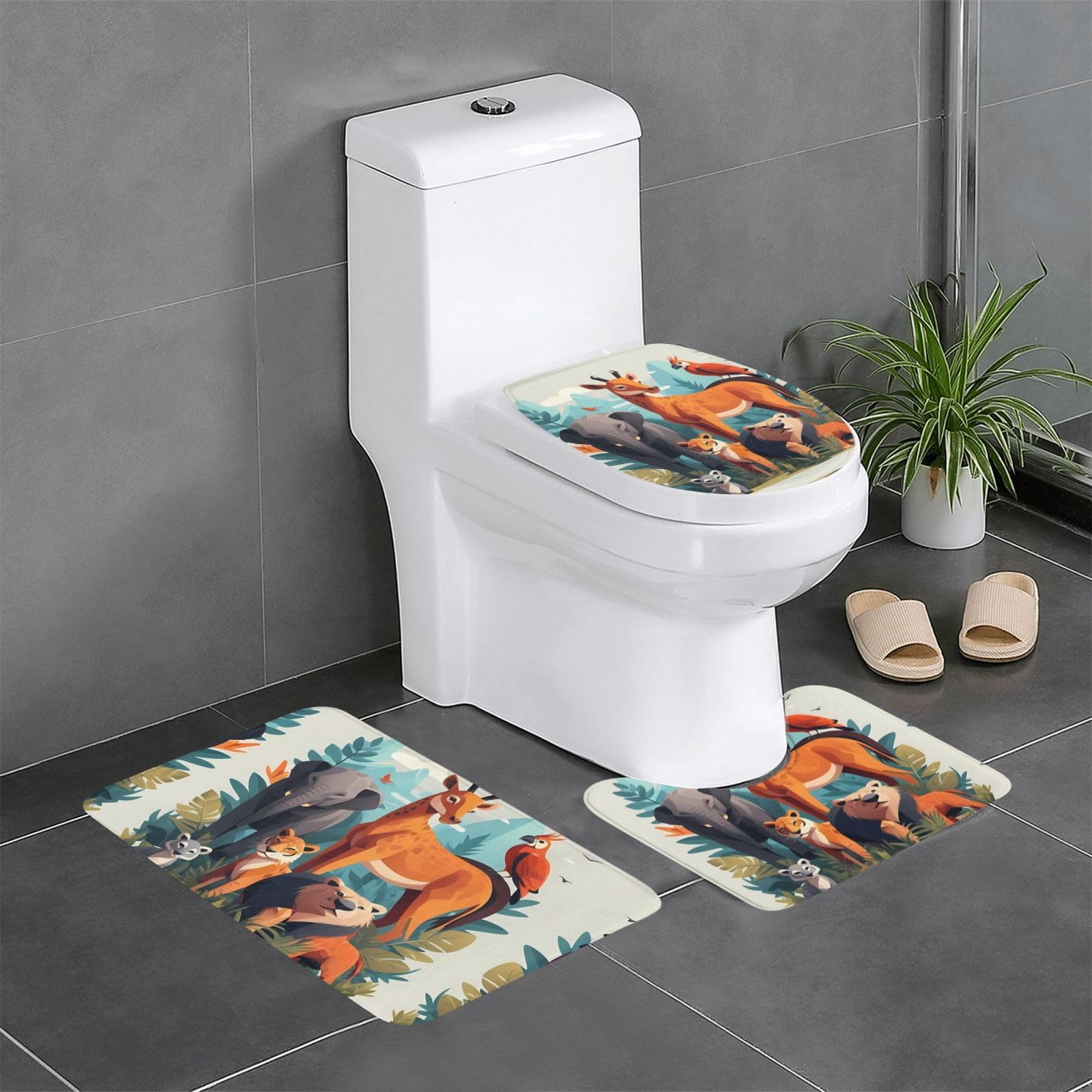 Tapis de salle de bain antidérapants motif sauvage finitions premium