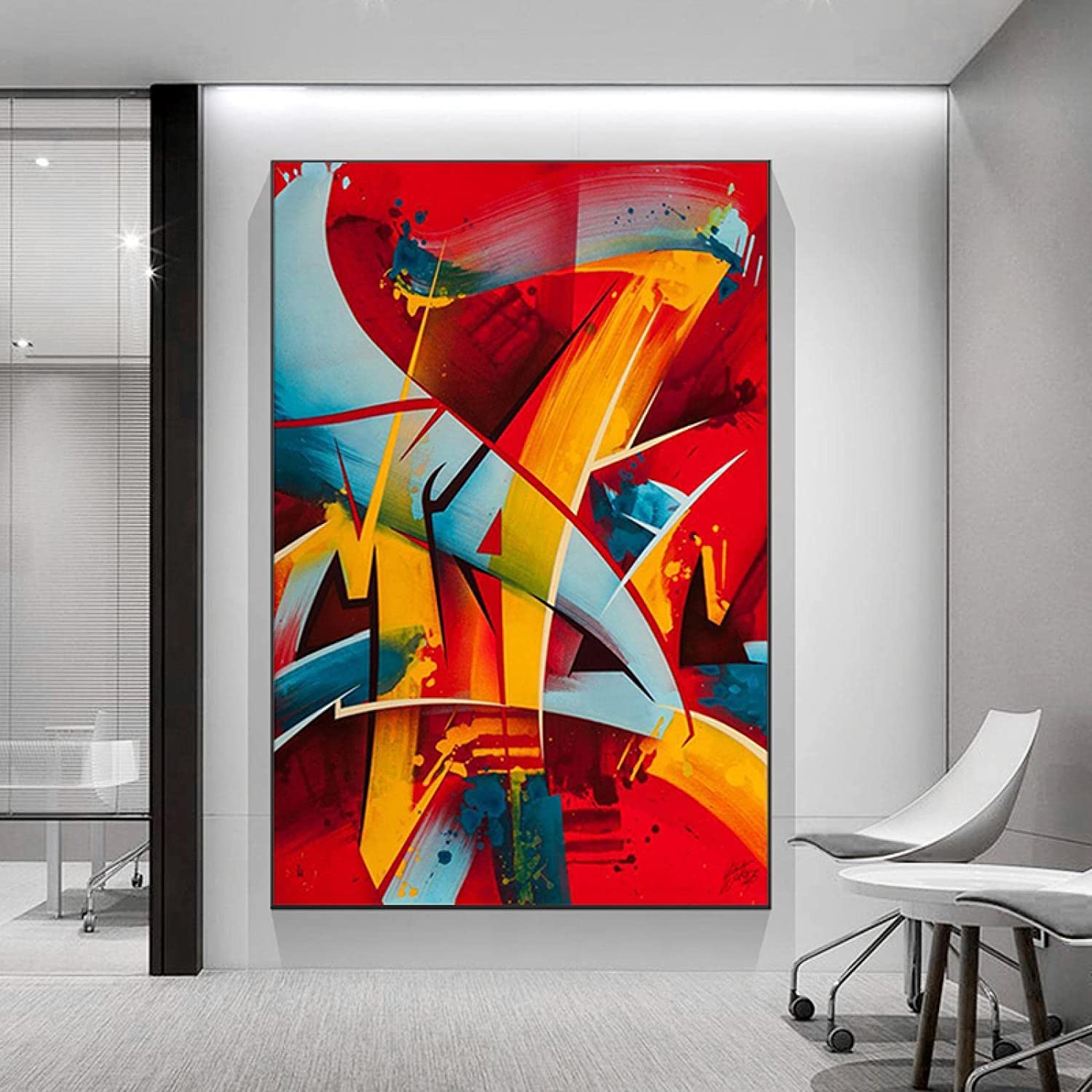 Tableau Toile Graffiti Cycliste Coloré - Affiche Murale 70x100cm Sans Cadre Pour Salon Et Chambre