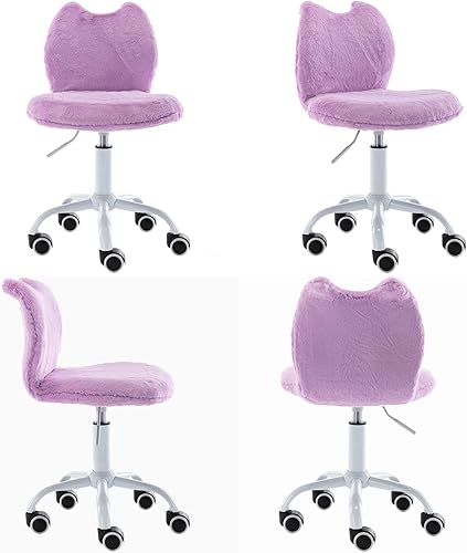 Miniatura 6 de Silla de escritorio moderna con diseño de gato para niños, cómoda y mullida silla de escritorio pequeña para niñas y niños, silla giratoria
