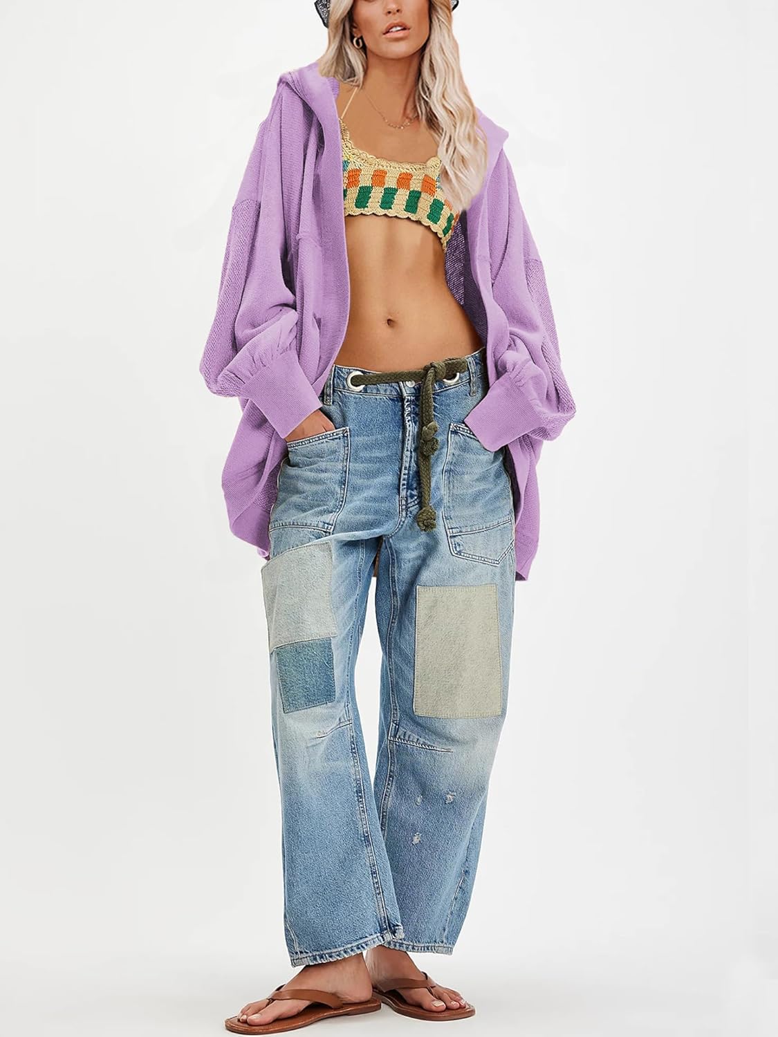 Women Oversized Hoodie Cardigan Jacket Casual Open Front Raglan Sleeve Sweatshirt 2026 Outfits with Pockets - Image 6