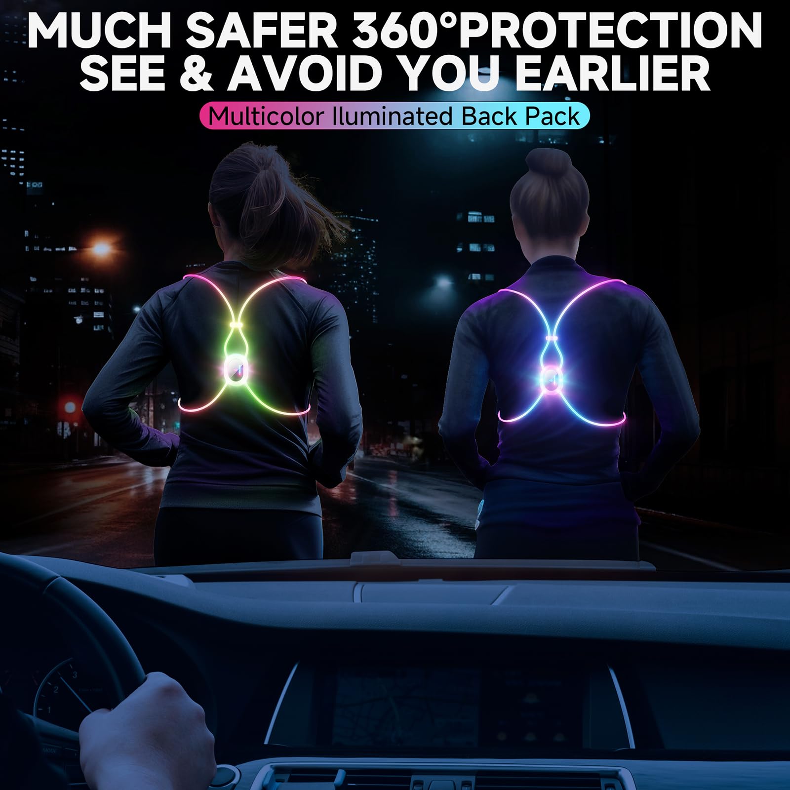 CINTHIA Luces de correr para corredores, chaleco reflectante para mujeres y hombres, talla S