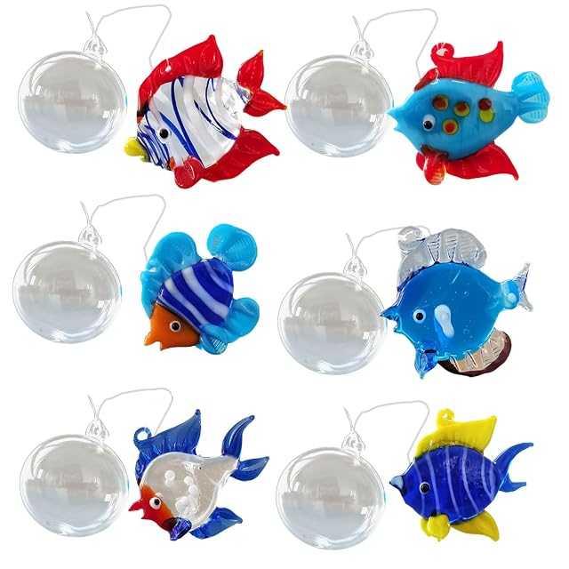 Foto 7 de 8 de 6 Piezas de Decoración de Peces Flotantes de Cristal Colorido para Acuario