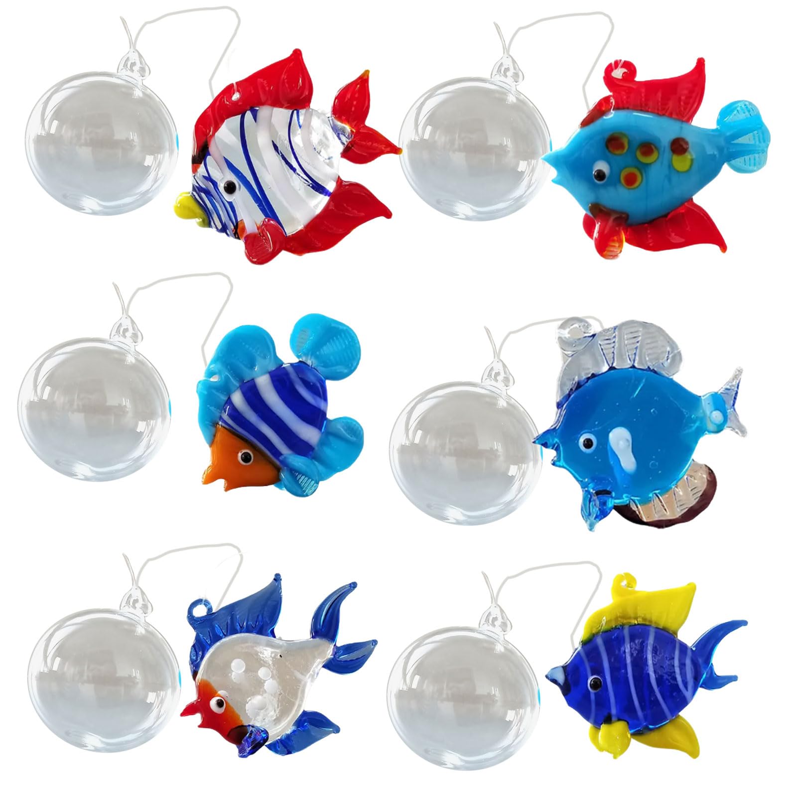 Amazon.co.jp: 各種ガラス魚バブルぶら下げアクセント 6 個