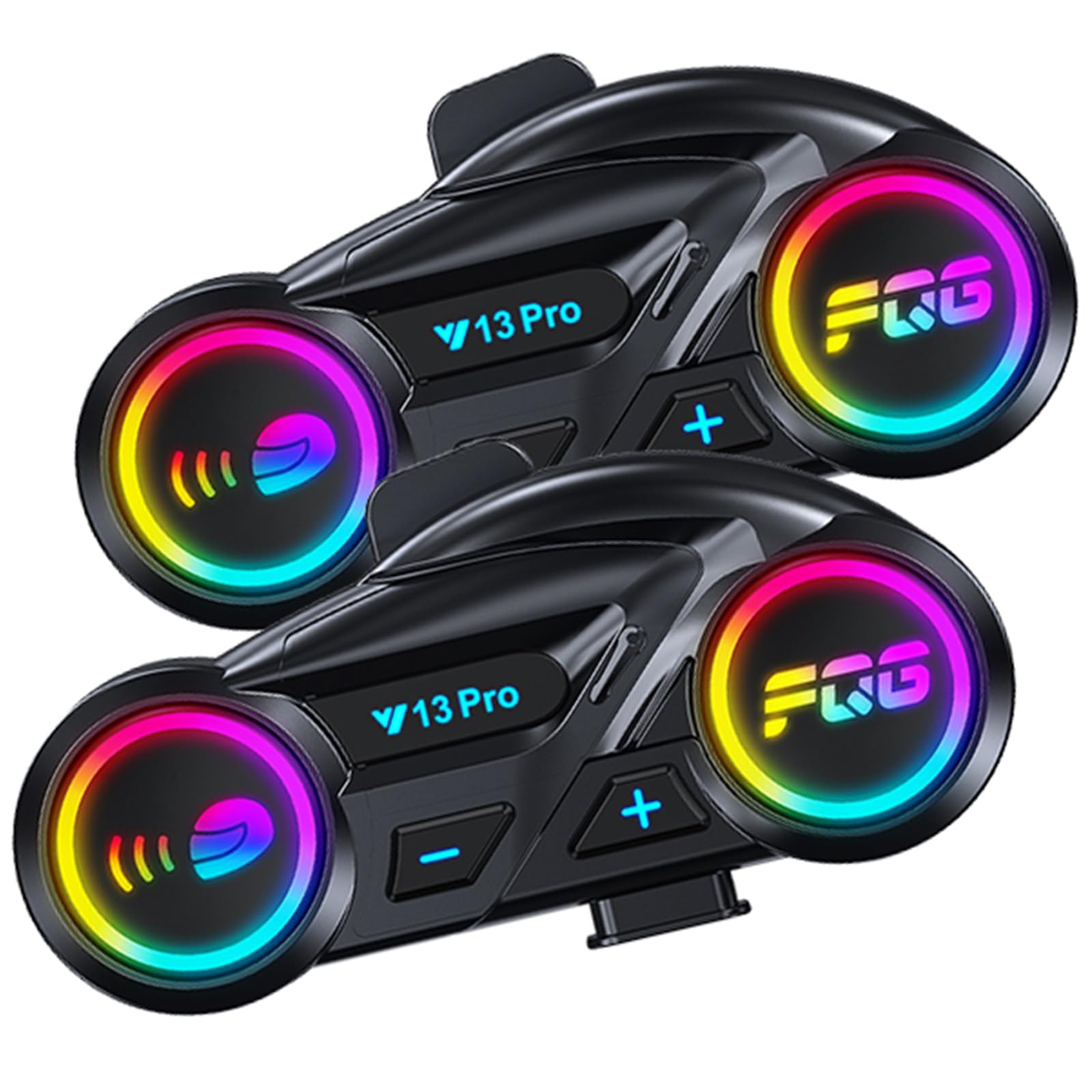 Motorcycle Helmet Bluetooth Headset, 2-Way 500M Helmet Intercom Headset 2 Riders Intercom Communication Systems with CVC Noise Cancellation 2 Type Mics FM Radio Waterproof for ATV/Snowmobile (2 Pack)
