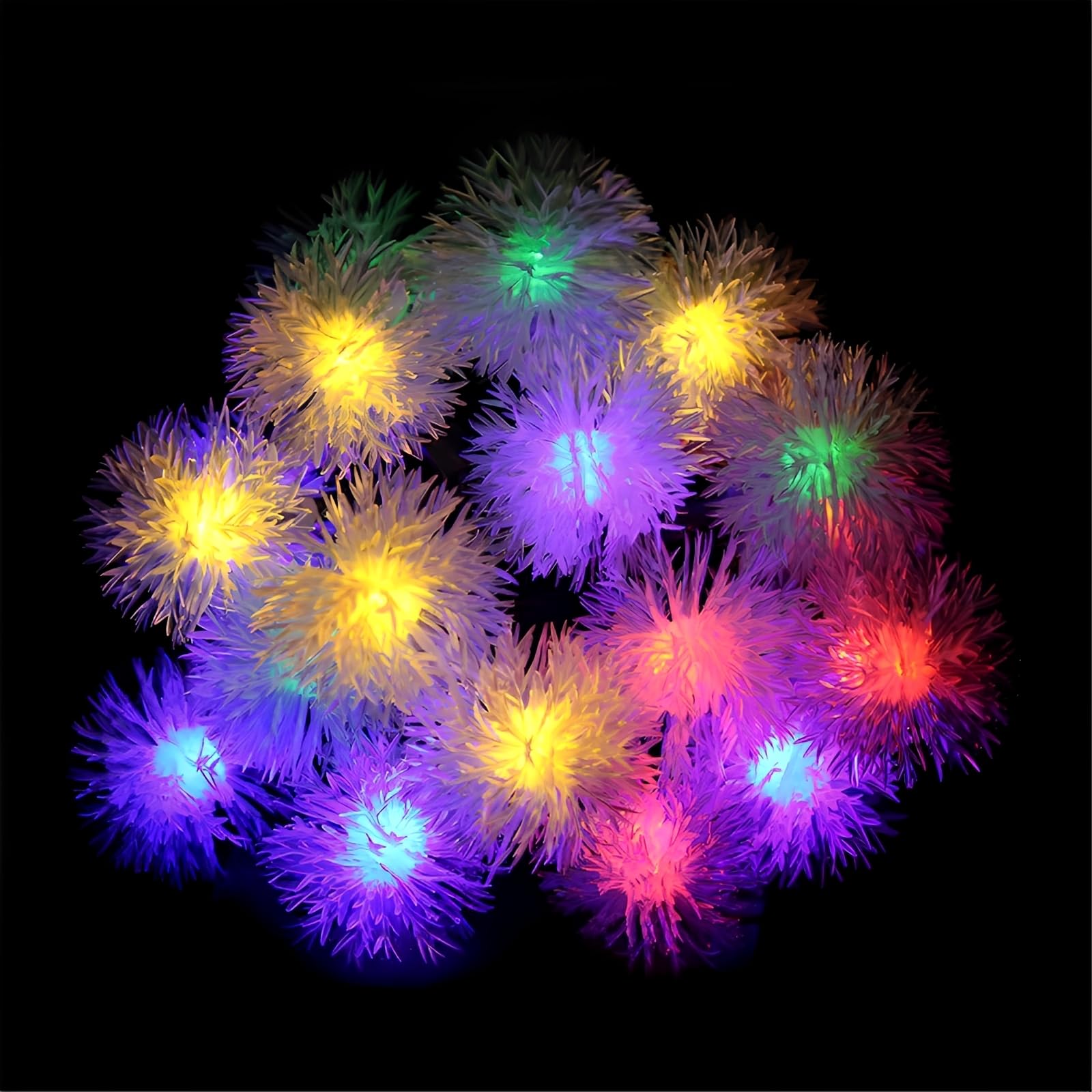 FANSU LED Garden Lights, Dandelion Shape 8 Modes Indoor/Outdoor Solar String Lights, Solar Lights Outdoor Garden, for Patio Yard Home Christmas Parties Wedding Decorations (Colorful,6.5M/30LED)